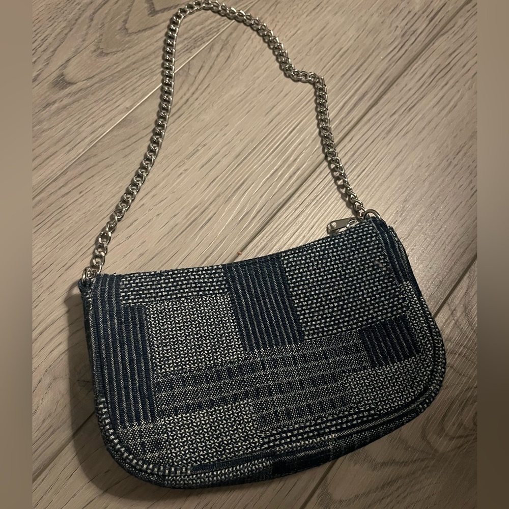 mini denim print shoulder bag